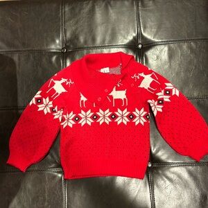Janie and Jack Red Fair Isle Reindeer Sweater, Size 5 Toddler